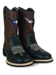 Bota Infantil Masculina Cowboy Couro Bico Redondo Jolimar