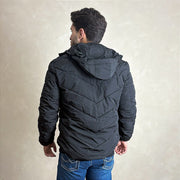 Jaqueta Masculina Puffer Blusa De Frio Com Capuz Preto