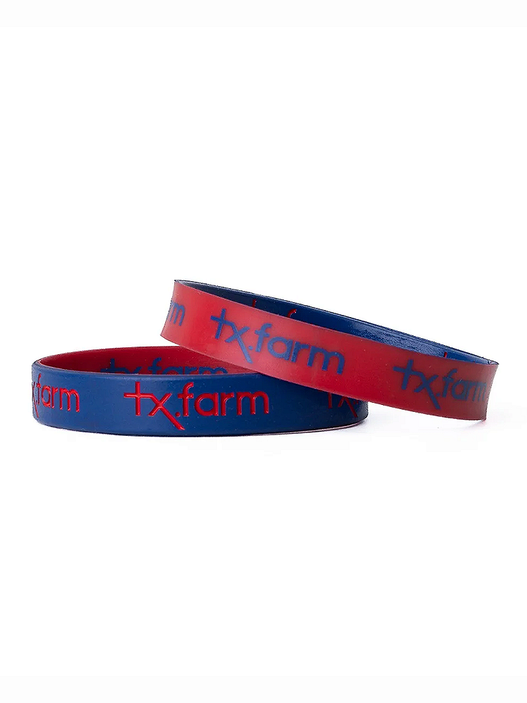 Pulseira Country Texas Farm Silicone Dupla Azul e Vermelho
