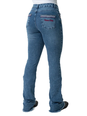 Calça Jeans Feminina Texas Farm Flare Barra Larga Country
