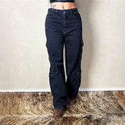 Calça Jeans Feminina Cargo Levanta Bumbum Cintura Alta Top