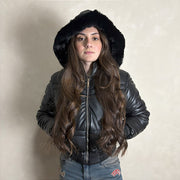 Jaqueta Feminina Cropped Curta Puffer Bobojaco Frio Preto