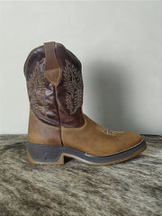 Bota Texana Masculina Couro Cowboy Solado Jump Original Bege