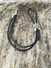 Gravata Country Colar Feminino Ajustável Couro Mula