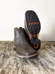 Botina Masculina Zebu Solado Work Couro Bico Quadrado
