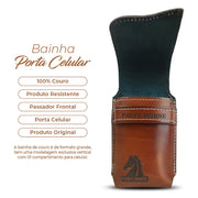 Bainha Couro Capa Porta Celular Cinto Rústica Country Agro
