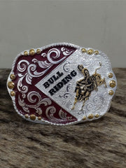 Fivela Vermelha Prata Master Country Western Bull Rider Top