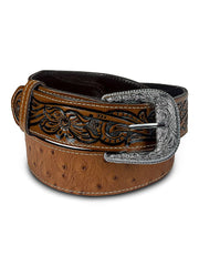 Cinto Country Texano Cowboy Preto Marrom Couro De Avestruz