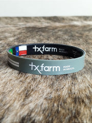 Pulseira Country Texas Farm Silicone Bandeira Preto Cinza