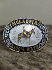 Fivela Muladeiro Cowboy Brand Master Country Prata Dourada