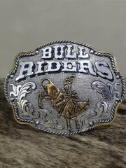 Fivela Country Master Western Bull Rider Prata Oval Rodeio