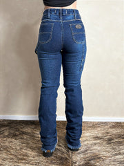 Calça Feminina Jeans Carpinteira Cós Alto Elastano Os Boiadeiros