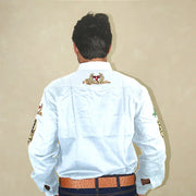 Camisa Country Masculina Bordada Manga Longa Cowboy Green Radade