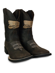 Bota Botina Texana Masculina Bico Quadrado Couro Texas Star