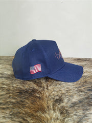 Boné Country Tx Farm Original Logo Escrito Azul e Roxo
