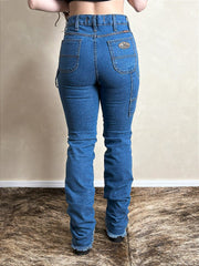 Calça Feminina Jeans Carpinteira Cós Alto Elastano Os Boiadeiros
