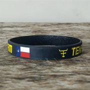 Pulseira Country Texas Farm Silicone Original Preto Amarelo
