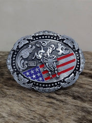 Fivela Country Master Vermelha Azul Western Bull Rider EUA