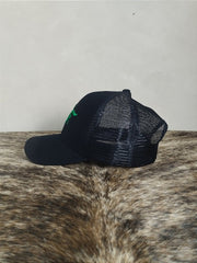 Boné Country Telinha Aba Torta Texanos Rodeio Preto Verde