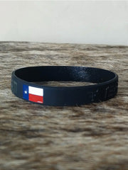 Pulseira Country TxFarm Silicone Bandeira Preto Cinza Escuro