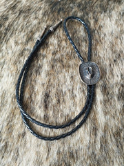 Gravata Country Colar Feminino Ajustável Couro Chapéu