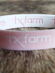 Pulseira Country Texas Farm Silicone Dupla Branco e Rosa