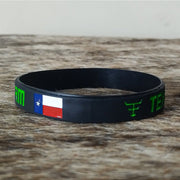 Pulseira Country Texas Farm Silicone Original Preto e Verde