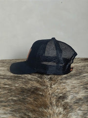 Boné Country Redinha Aba Curva Texanos Trucker Preto Laranja