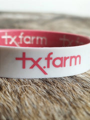 Pulseira Country Texas Farm Silicone Dupla Vermelho e Branco
