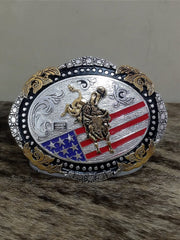 Fivela Bandeira USA Master Country Western Bull Rider EUA