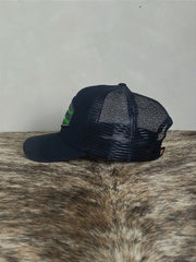 Boné Country Telinha Aba Curva Texanos Rodeio Tx Preto Verde