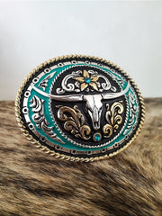 Fivela Ariat Country 11cm Western Premium Rodeio Azul Claro
