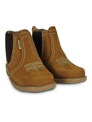 Bota Botina Infantil Rodeio Cowboy Couro Cano Curto Agro Top