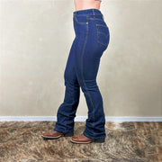 Calça Jeans Feminina Flare Bootcut Cintura Alta Lycra Pura Raça