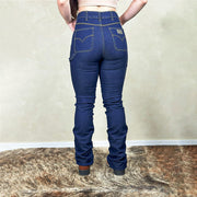 Calça Jeans Feminina Country Carpinteira Cintura Alta Texas
