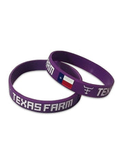 Pulseira Country Texas Farm Silicone Original Roxa e Branco