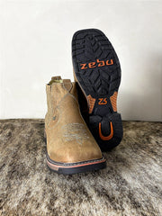 Botina Masculina Cano Curto Couro Zebu Work Bico Quadrado