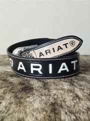 Cinto Country Masculino Ariat Preto Bordado Couro Legítimo