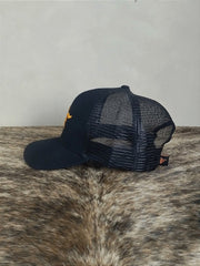 Boné Country Telinha Aba Torta Texanos Trucker Preto Laranja