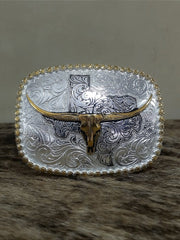 Fivela Long Horn Dourada Prata Master Country Cowboy Rodeio