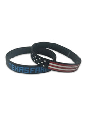 Pulseira Country Texas Farm Silicone Original Preto e Azul