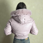 Jaqueta Feminina Cropped Curta Puffer Bobojaco Frio Rosa