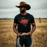 Camiseta Masculina Preta Country Manga Curta Paint Horse