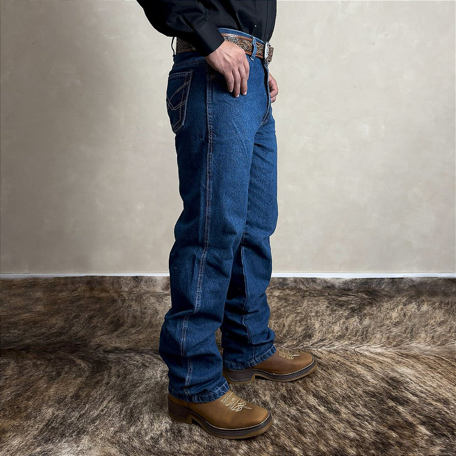 Calça Jeans Masculina Country Bolso Bordado Grossa Algodão