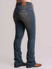 Calça Jeans Feminina Country Flare Bordada Rodeio Texas Farm