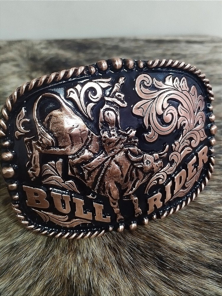 Fivela Bull Rider Bronze Master Country Cowboy Rodeio Western