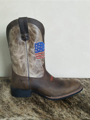 Bota Texana Masculina Texas Rodeo Couro Legítimo Marrom EUA
