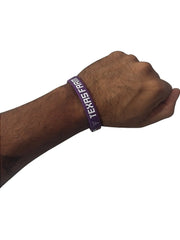 Pulseira Country Texas Farm Silicone Original Roxa e Branco