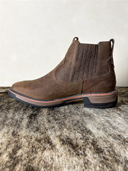 Botina Masculina Cano Curto Couro Zebu Work Bico Quadrado