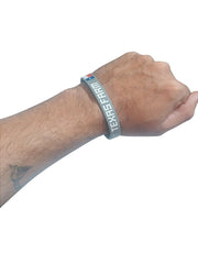 Pulseira Country Texas Farm Silicone Original Cinza e Branco